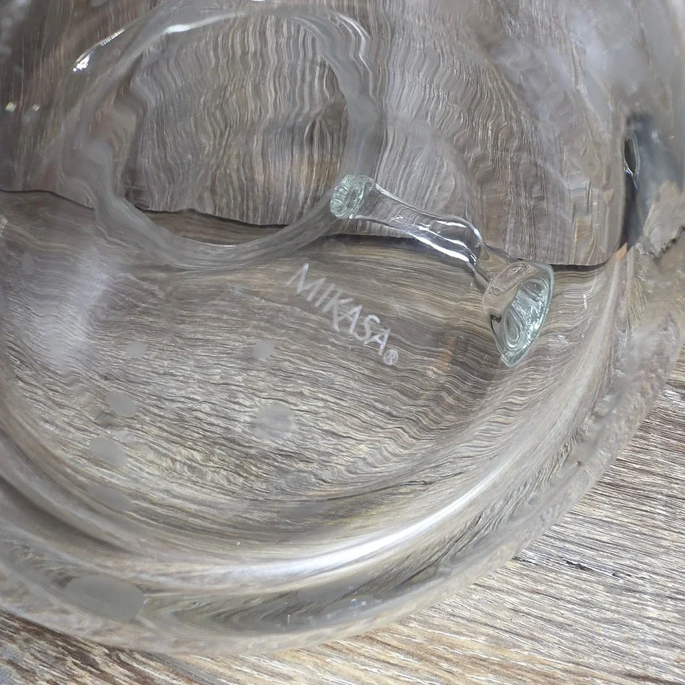 Mikasa Cheers Round Pitcher 3.25 Qt Etched Polka Dot Crystal Glass 5065536 Clear